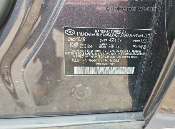 5NPEH4J24LH014464 2020 HYUNDAI SONATA Серый Вид подкапотного пространства
