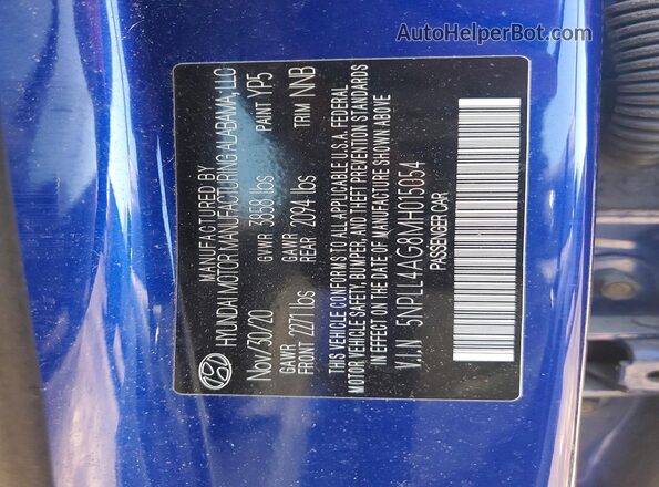 5NPLL4AG8MH015054 2021 HYUNDAI ELANTRA Синий Вид подкапотного пространства