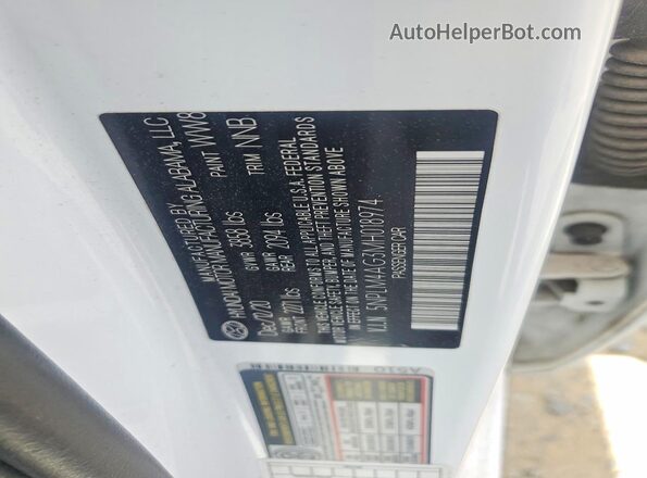 5NPLM4AG3MH018974 2021 HYUNDAI ELANTRA White Vista del compartimento del motor