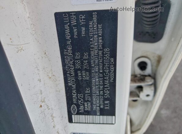 5NPLM4AG4PH113628 2023 HYUNDAI ELANTRA Белый Вид наклейки с VIN-кодом