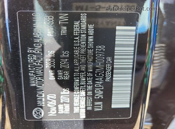 5NPLP4AG2MH009738 2021 HYUNDAI ELANTRA Black ძრავის განყოფილების ხედი
