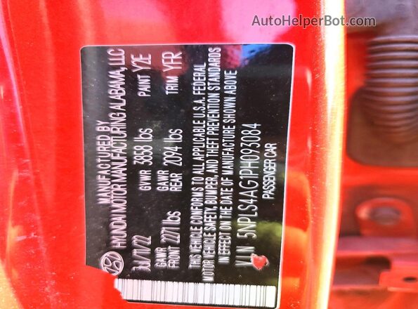 5NPLS4AG1PH093084 2023 HYUNDAI ELANTRA Красный Вид подкапотного пространства