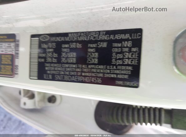 5NTJBDAE9PH074516 2023 HYUNDAI SANTA CRUZ Белый Вид подкапотного пространства