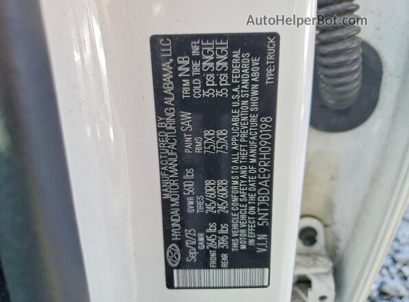 5NTJBDAE9RH090198 2024 HYUNDAI SANTA White Widok komory silnika