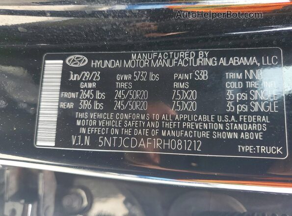 5NTJCDAF1RH081212 2024 HYUNDAI SANTA Черный Вид подкапотного пространства