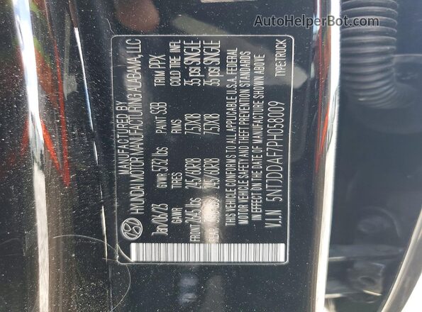 5NTJDDAF7PH058009 2023 HYUNDAI SANTA Black Widok wnętrza 360 stopni