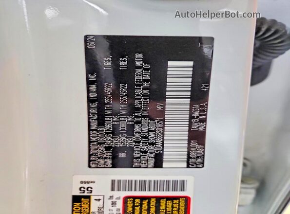 5TDAAAB66RS018571 2024 LEXUS TX Белый Вид наклейки с VIN-кодом