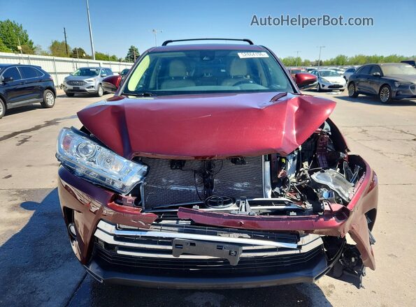 5TDBZRFH3KS746278 2019 TOYOTA HIGHLANDER Темно-бордовый Вид спереди