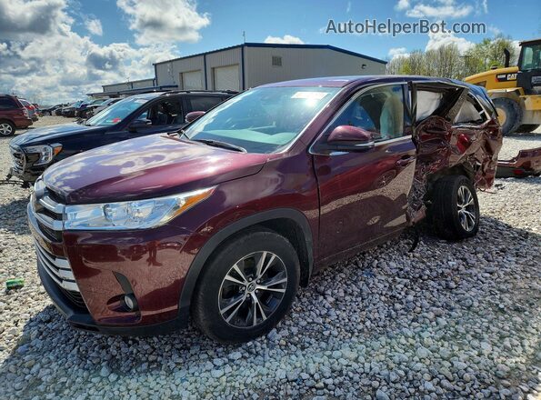 5TDBZRFH6JS836751 2018 TOYOTA HIGHLANDER Burgundy წინა მარცხენა ხედი სამი მეოთხედიდან