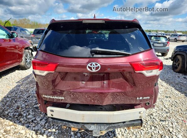 5TDBZRFH6JS836751 2018 TOYOTA HIGHLANDER Burgundy უკანა ხედი