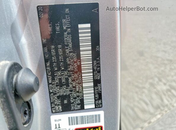5TDCZRAH5LS504427 2020 TOYOTA HIGHLANDER Silver Սալոնի 360 աստիճան տեսք