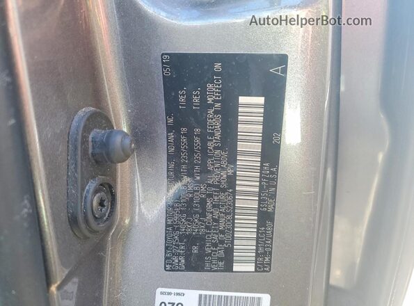 5TDDZ3DC8LS230674 2020 TOYOTA SIENNA Gray Вид наклейки з VIN-кодом