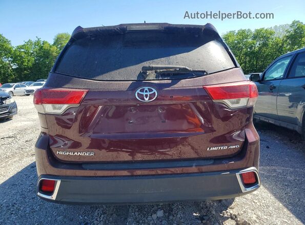 5TDDZRFH9JS894765 2018 TOYOTA HIGHLANDER Бордовый Вид сзади