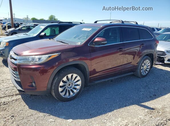 5TDDZRFH9JS894765 2018 TOYOTA HIGHLANDER Бордовый Передняя левая четверть
