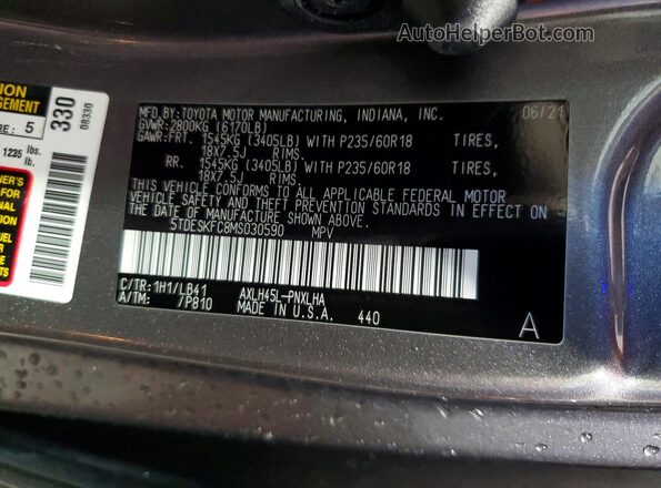 5TDESKFC8MS030590 2021 TOYOTA SIENNA White 360 interior view