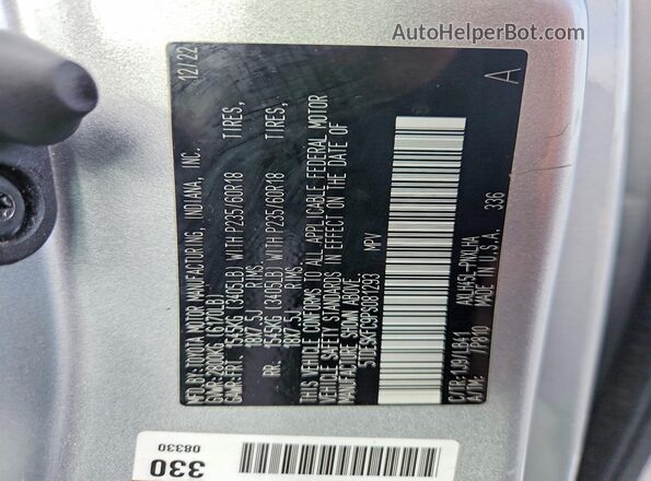 5TDESKFC9PS081293 2023 TOYOTA SIENNA Серебряный Вид наклейки с VIN-кодом
