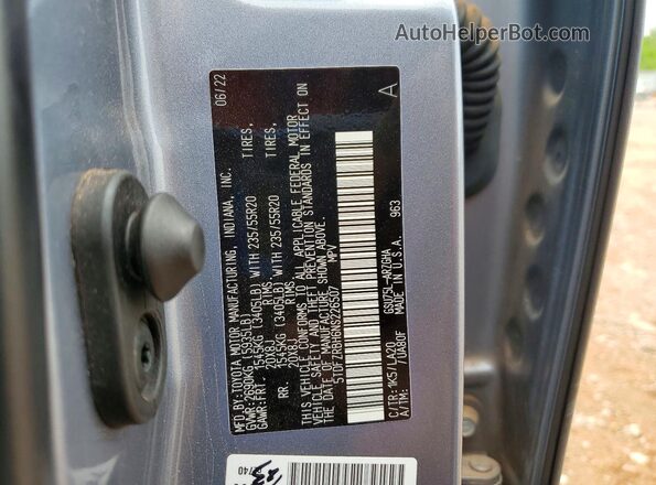 5TDFZRBH6NS226507 2022 TOYOTA HIGHLANDER Синий Вид наклейки с VIN-кодом