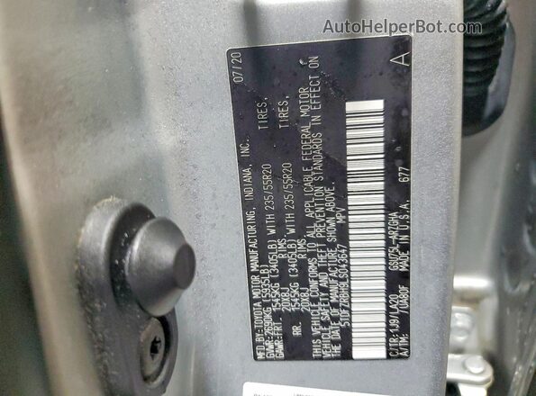 5TDFZRBH9LS043647 2020 TOYOTA HIGHLANDER Серебряный Вид подкапотного пространства