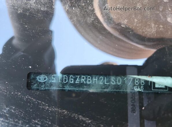 5TDGZRBH2LS017881 2020 TOYOTA HIGHLANDER Black Vista de la etiqueta del VIN