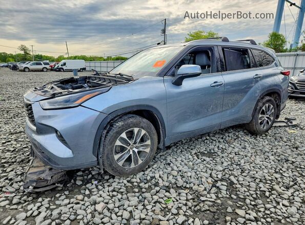 5TDGZRBH7MS096465 2021 TOYOTA HIGHLANDER Синий Передняя левая четверть