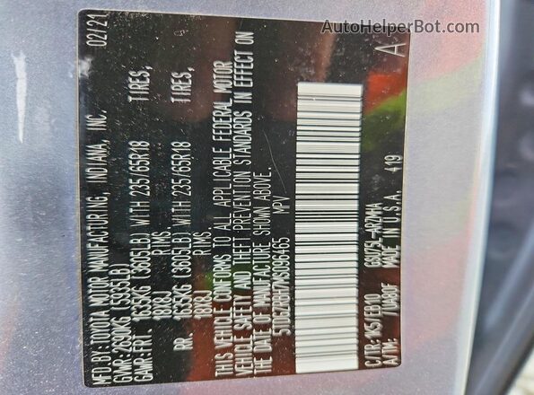 5TDGZRBH7MS096465 2021 TOYOTA HIGHLANDER Синий Вид подкапотного пространства