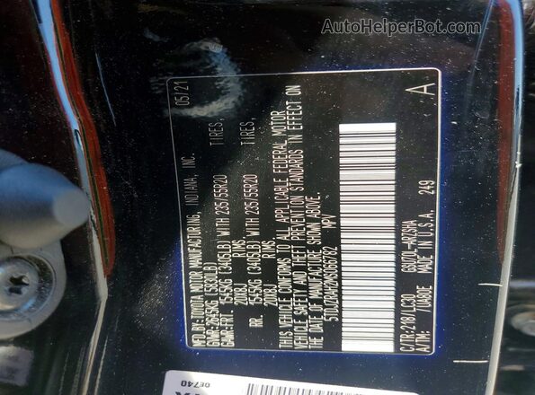 5TDJZRAH2MS066782 2021 TOYOTA HIGHLANDER Черный Вид наклейки с VIN-кодом