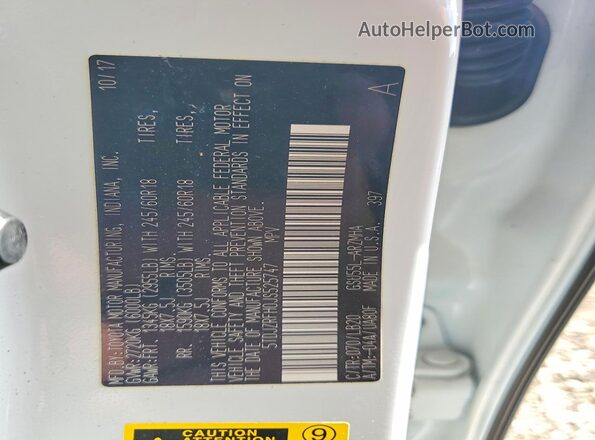 5TDJZRFH0JS525747 2018 TOYOTA HIGHLANDER White Widok naklejki z numerem VIN