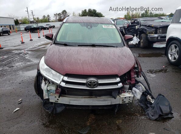 5TDJZRFH1JS851007 2018 TOYOTA HIGHLANDER Бордовый Вид спереди