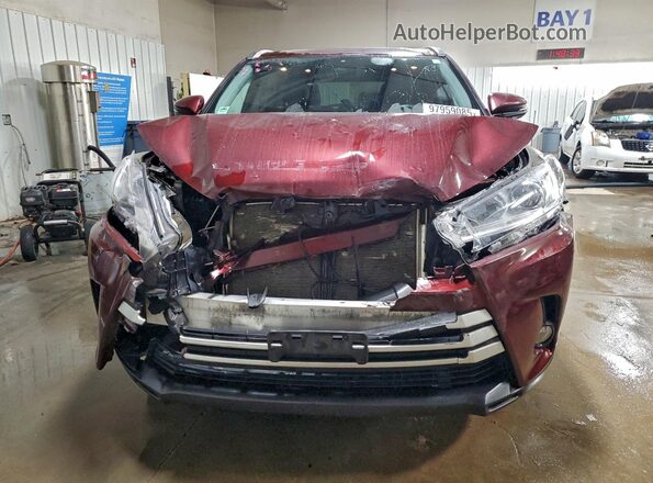 5TDJZRFH2KS703269 2019 TOYOTA HIGHLANDER Бордовый Вид спереди
