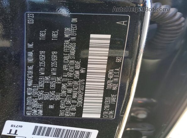 5TDKDRAH2PS027276 2023 TOYOTA HIGHLANDER Черный Вид наклейки с VIN-кодом