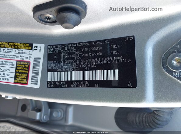 5TDKDRBH4RS540949 2024 TOYOTA HIGHLANDER Серебряный Вид подкапотного пространства