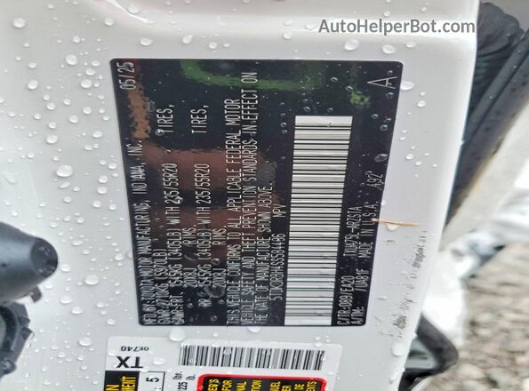 5TDKDRBH4SS584486 2025 TOYOTA HIGHLANDER White Widok naklejki z numerem VIN