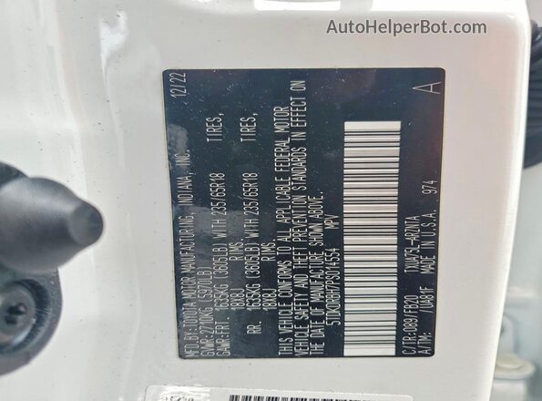 5TDKDRBH7PS014554 2023 TOYOTA HIGHLANDER Белый Панорамный вид салона 360°
