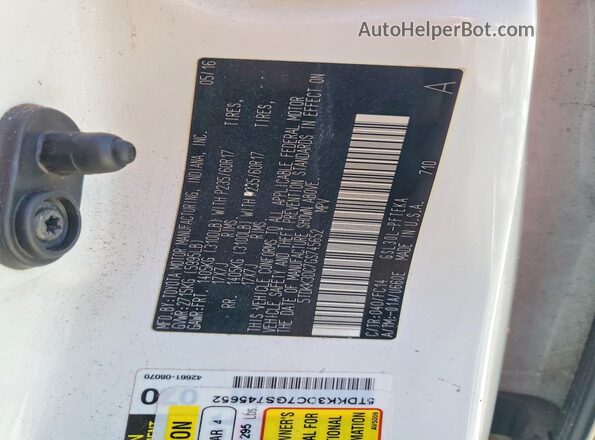 5TDKK3DC7GS745652 2016 TOYOTA SIENNA White Vista interior de 360 grados