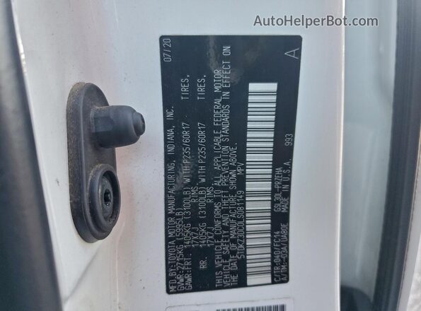 5TDKZ3DC0LS081149 2020 TOYOTA SIENNA White სალონის 360-გრადუსიანი ხედი