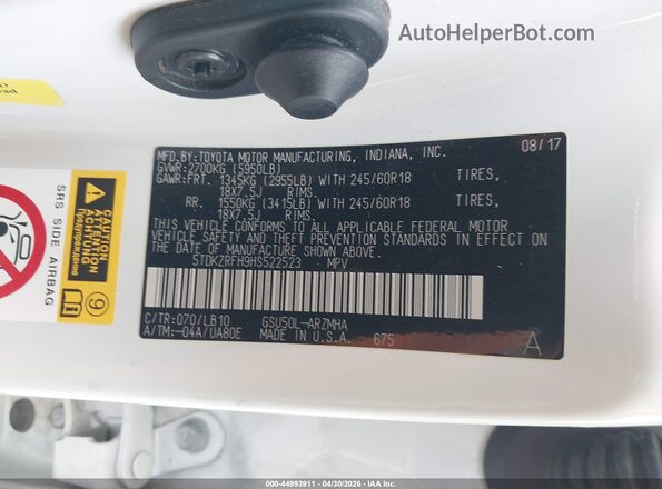 5TDKZRFH9HS522523 2017 TOYOTA LE Белый Вид подкапотного пространства