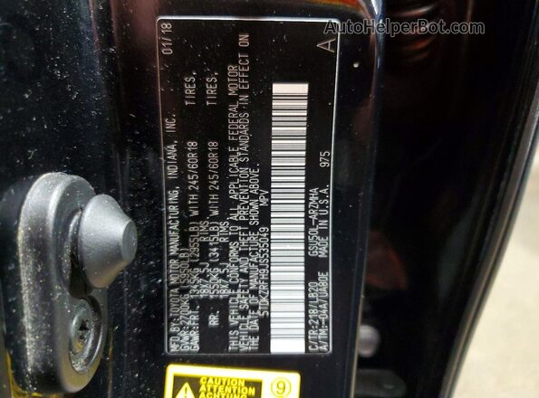 5TDKZRFH9JS535049 2018 TOYOTA HIGHLANDER Black VIN კოდის სტიკერის ხედი