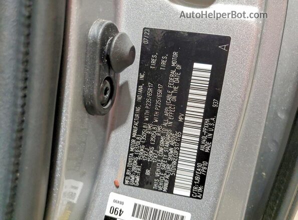 5TDYRKEC0PS171765 2023 TOYOTA SIENNA Silver Панорамний вид салону 360°