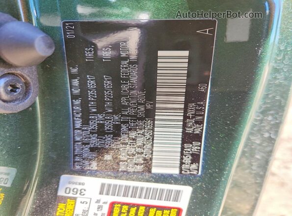 5TDYRKEC5MS016981 2021 TOYOTA SIENNA Green VIN კოდის სტიკერის ხედი