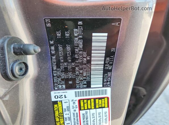 5TDYZ3DC0LS075345 2020 TOYOTA SIENNA Gray Vista de la etiqueta del VIN