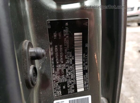 5TDYZ3DC9JS924515 2018 TOYOTA SIENNA Зеленый Вид наклейки с VIN-кодом