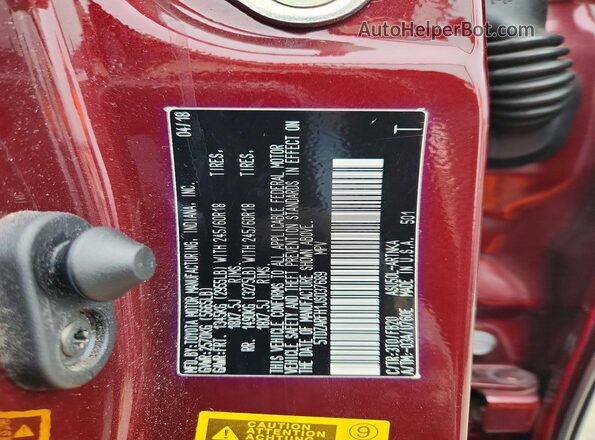 5TDZARFH1JS037689 2018 TOYOTA HIGHLANDER Burgundy Панорамний вид салону 360°