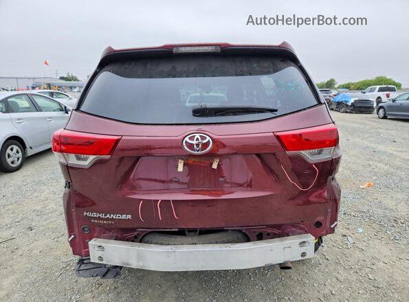 5TDZARFH1JS037689 2018 TOYOTA HIGHLANDER Burgundy Вид ззаду