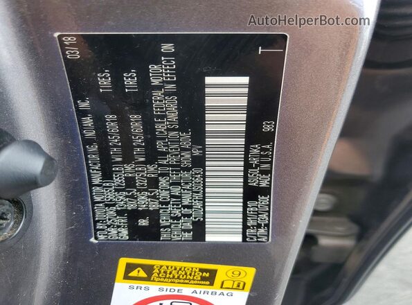 5TDZARFHXJS036430 2018 TOYOTA HIGHLANDER Серый Вид наклейки с VIN-кодом