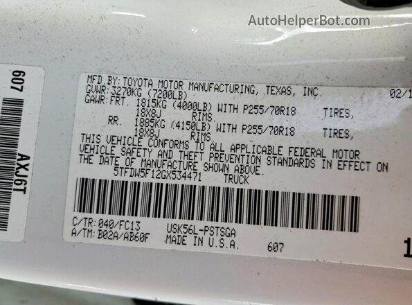 5TFDW5F12GX534471 2016 TOYOTA TUNDRA Белый Вид подкапотного пространства