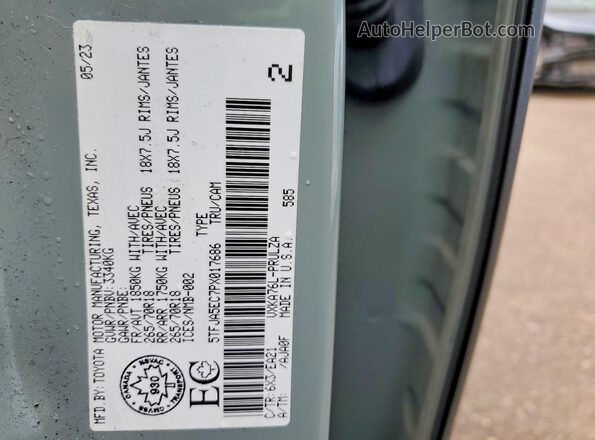 5TFJA5EC7PX017686 2023 TOYOTA TUNDRA Зеленый Вид подкапотного пространства