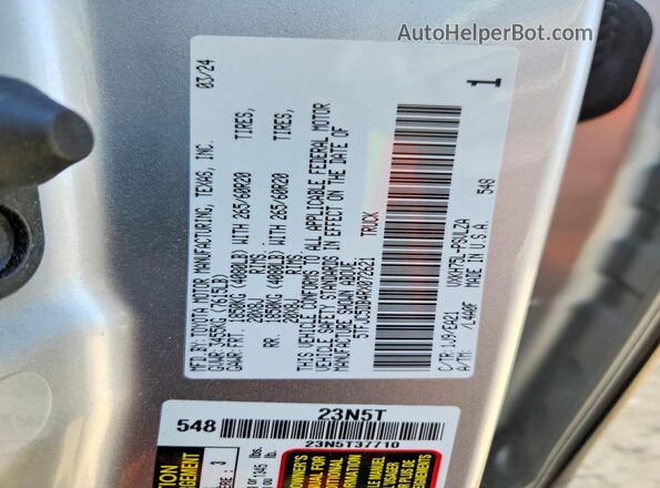 5TFJC5DB4RX072621 2024 TOYOTA TUNDRA Серебряный Вид наклейки с VIN-кодом