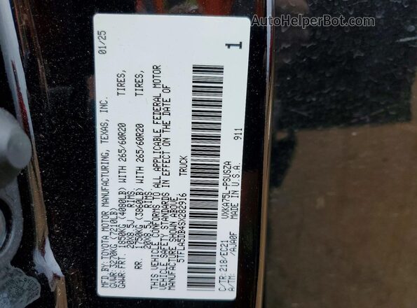 5TFLA5DB4SX282916 2025 TOYOTA TUNDRA Black VIN კოდის სტიკერის ხედი