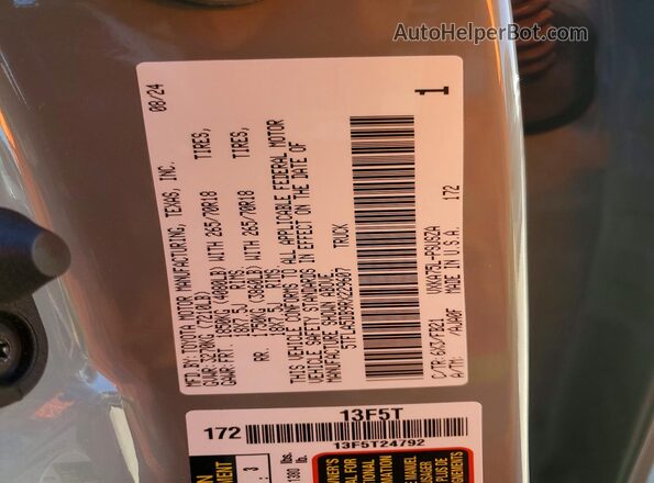 5TFLA5DB9RX229607 2024 TOYOTA TUNDRA Серый Вид подкапотного пространства