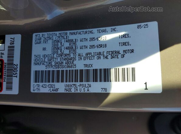 5TFPC5DB3SX106015 2025 TOYOTA TUNDRA Желто-коричневый Вид подкапотного пространства